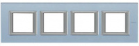 Рамка прямоугольная горизонтальная 2+2+2+2 мод Bticino Axolute Голубое стекло 