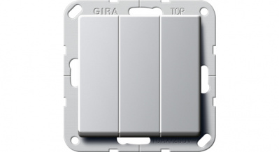 Выключатель 3-клавишный (переключение) Британский стандарт Gira System-55 Алюминий Gira System 55 2832203Gira
