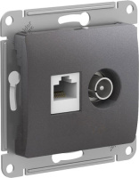 Розетка двойная ТВ + компьютерная RJ45 кат. 5Е механизм Systeme Electric Glossa Графит