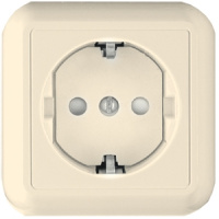 Розетка 1-ая с заземлением с з/ш 16A монтаж. плата накладная в сборе (опт) Wessen Прима Слоновая кость