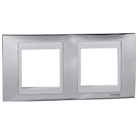 Рамка 2-постовая горизонтальная Schneider Electric Unica Хамелеон Серебро/Белый