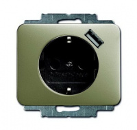 Розетка Schuko с устройством зарядным USB 20 EUCBUSB-260-500 16A 700 мА электронная защита от перегрузки и КЗ безвинтовые клеммы защитные шторки ABB Alpha nea