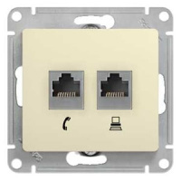 Розетка двойная телефонная RJ11+ компьютерная RJ45 кат.5e Systeme Electric Glossa Бежевый