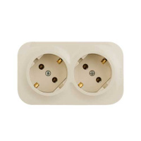 Розеточный блок с предварительным подключением 2 x 2К+З без шторок - 16 A - 250 В~  IP 20 Legrand Quteo Слоновая кость 