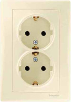 Розетка 2-я с заземлением с защитными шторками в сборе с рамкой Schneider Electric Sedna Бежевый