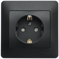 Розетка с заземлением со шторками в сборе Systeme Electric Glossa Антрацит