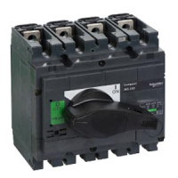 Выключатель-разъединитель, монтаж на плате 4P / с чёрной рукояткой Schneder Electrc nterpact NS250