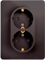 Розетка двойная с заземлением 16A 250В в сборе Systeme Electric Glossa Графит