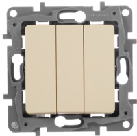 Выключатель 3-клавишный 10A винтовой зажим Legrand Etika Cлоновая кость