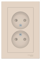 Розетка двойная без заземления со шторками16A в сборе Schneider Electric AtlasDesign Бежевый