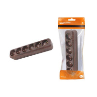 Колодка розеточная 6 гнезд с заземлением 16A 250V IP20 бук TDM ЭКО