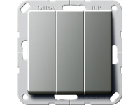Выключатель 3-клавишный (переключение) Британский стандарт Gira System-55 Сталь