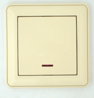 Переключатель 1-клавишный перекрестный (схема 7) с индикацией 16A в сборе с рамкой Wessen 59 Слоновая кость