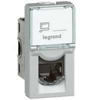 Розетка RJ45 кат. 6a UTP 1 модуль алюминий Legrand Mosaic