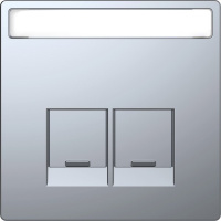 Накладка для разъемов Schneider Electric 2хRJХХ cо шторками c полем для надписи Merten D-Life Нержавеющая сталь