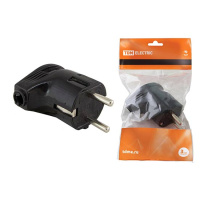 Вилка угловая с заземлением 16A 250V IP20 черная TDM