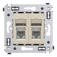 Компьютерная розетка RJ-45 в стену, кат.6 двойная,"Avanti", "Ванильная дымка" DKC