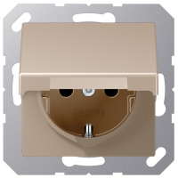 Механизм Розетка штепсельная SCHUKO 16A 250В~ со шторками; с крышкой Jung Шампань