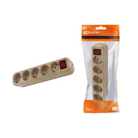 Колодка розеточная с выключателем 5 гнезд с заземлением 16A 250V IP20 сосна TDM ЭКО