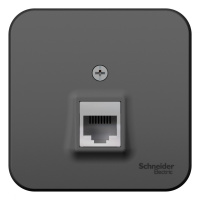 Розетка компьютерная RJ45 кат.5E накладного монтажа с изолирующей пластиной Systeme Electric Blanca Антрацит