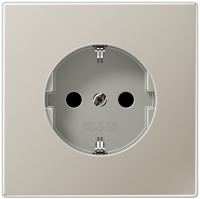 Механизм Розетка с заземлением с защитными шторками безвинт.зажим Jung Cталь