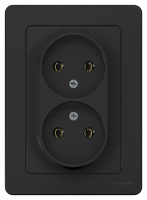 Розетка двойная без заземления без шторок скрытой установки 16A 250В Systeme Electric Blanca Антрацит