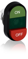 Кнопка двойная MPD14-11G зеленая/красная-выступающая зеленая линза с текстом ON/OFF ABB