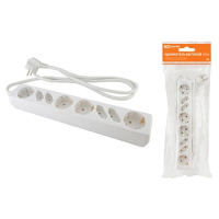 Удлинитель бытовой, 4 гнезда без заземления + 4 гнезда с заземлением, ПВС3х1.5 - 5м, 16A, 250V, IP20 / белый TDM У044