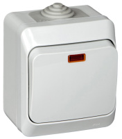 Выключатель 1-клавишный с подсветкой накладного монтажа IP44 SE Этюд Серый