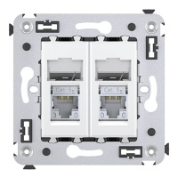 Компьютерная розетка RJ-45 в стену, кат.5e двойная экранированная, "Avanti", "Белое облако" DKC