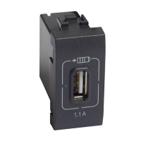 LivingLight Розетка USB для зарядки мобильных устройств 1,1А 230/5В. 1 модуль. Цвет Антрацит Bticino