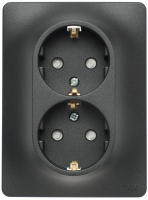 Розетка двойная с заземлением со шторками в сборе Systeme Electric Glossa Антрацит