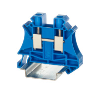 Клемма проходная, винтовой зажим, 2 точки подключения, 10 кв.мм, синяя DKC