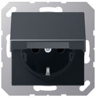 Механизм Розетка штепсельная SCHUKO 16A 250В~ со шторками; с крышкой Jung Антрацит