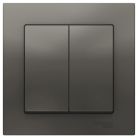 Выключатель 2-клавишный сх.6 10AX в сборе Schneider Electric AtlasDesign Сталь