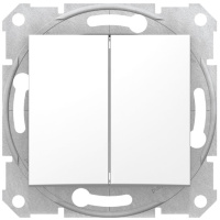 Переключатель 2-клавишный 10A Schneider Electric Sedna Белый