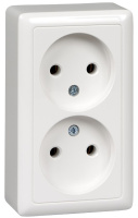 Розетка 2-ая без заземления 10A накладная в сборе Wessen Хит Белый