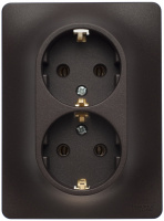 Розетка двойная с заземлением 16A в сборе Systeme Electric Glossa Шоколад