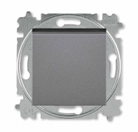 Выключатель кнопочный одноклавишный сталь / дымчатый чёрный ABB Levit M
