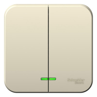 Выключатель 2-клавишный накладного монтажа с подсветкой 6A 250В Systeme Electric Blanca Молочный