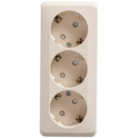 Этюд о/у тройная Розетка с заземлением со шторками 16А 250B, кремовый, россия SE