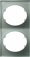 Рамка 2-постовая вертикальная ABB NIE Tacto Стекло серебряное