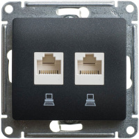 Розетка двойная компьютерная RJ45+RJ45 кат.5E механизм Systeme Electric Glossa Антрацит