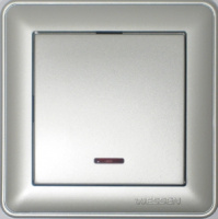 Выключатель 1-клавишный (схема 1) с индикацией 16A Wessen 59 Матовый хром