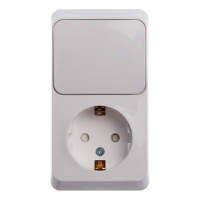 Этюд о/у блок: Розетка с заземлением со шт. + Выключатель 1-клавиш., белый, SE