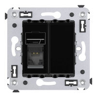 Компьютерная розетка RJ-45 в стену, кат.5e одинарная, "Avanti", "Черный квадрат" DKC