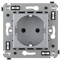 Розетка в стену, 2P+E, с з/ш, "Avanti", "Закаленная сталь" DKC
