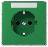 Розетка с/з с полем для надписи винт.зажим JUNG CD 500/CD plus Зеленый