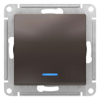 Переключатель 1-клавишный с подсветкой сх.6A 10AX механизам Schneider Electric AtlasDesign Мокко