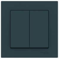 Выключатель 2-клавишный сх.6 10AX в сборе Schneider Electric AtlasDesign Изумруд